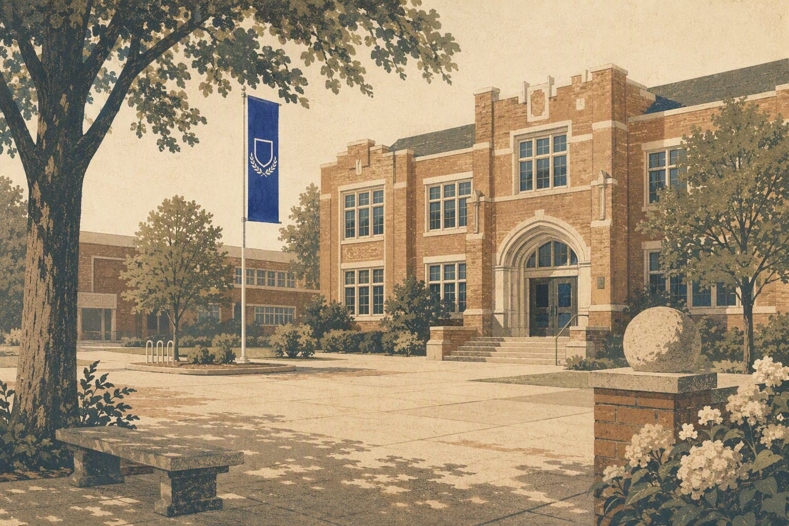 Gunter High School Courtyard - illustration, Jake Team LLC