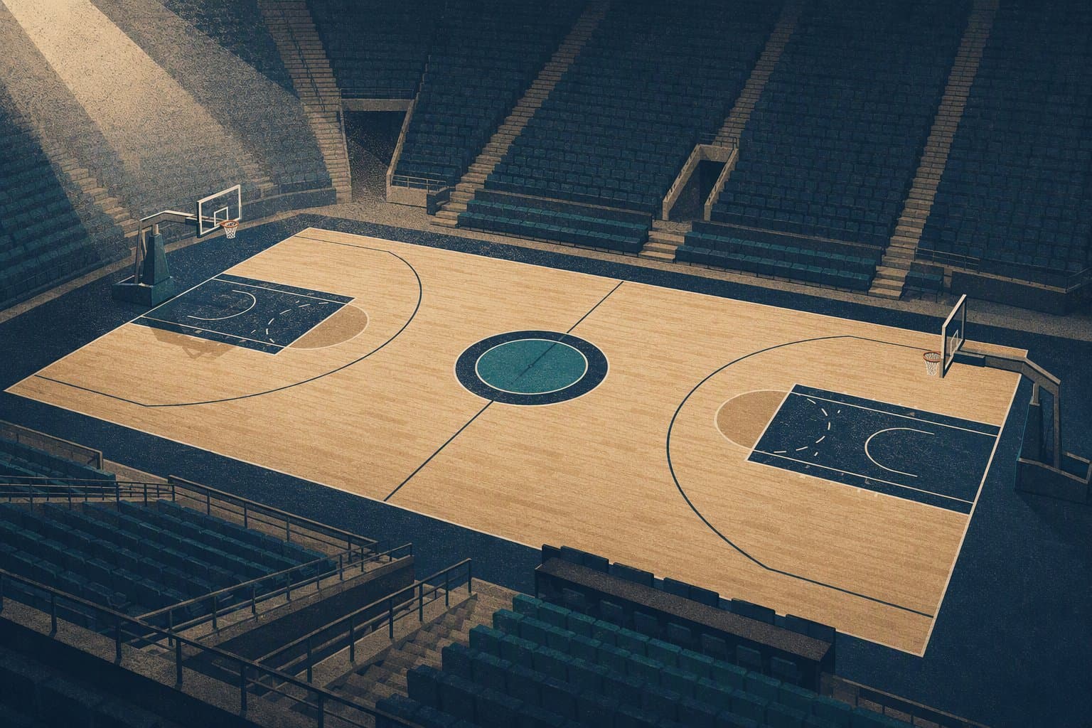 empty hardwood court - illustration, Jake Team LLC