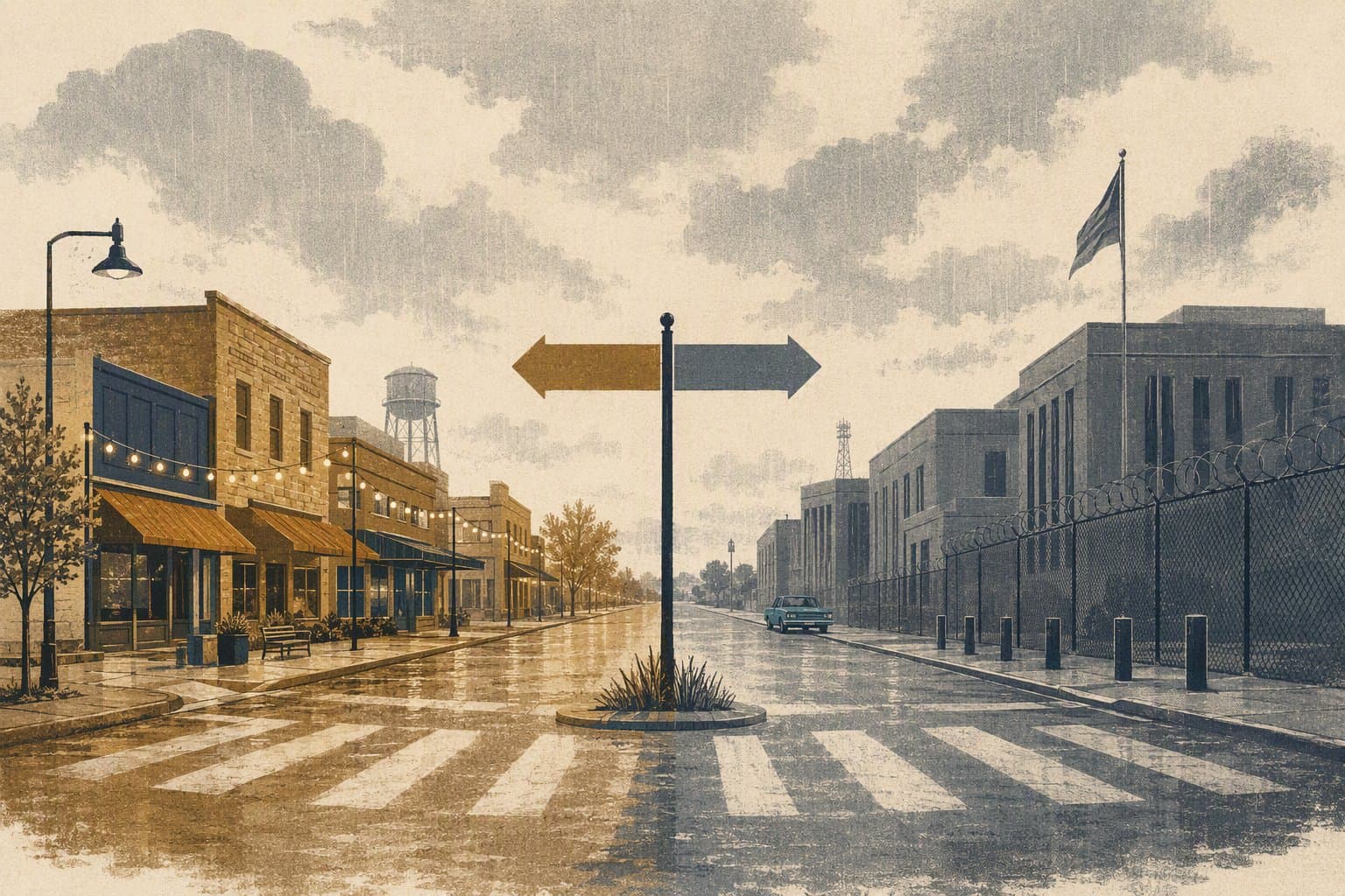 Ingram town divided - illustration, Jake Team LLC