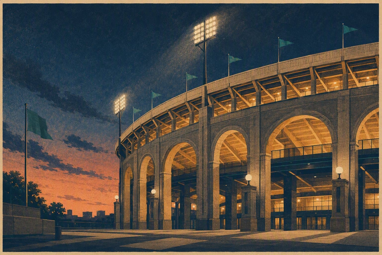 Baseball stadium exterior - illustration, Jake Team LLC