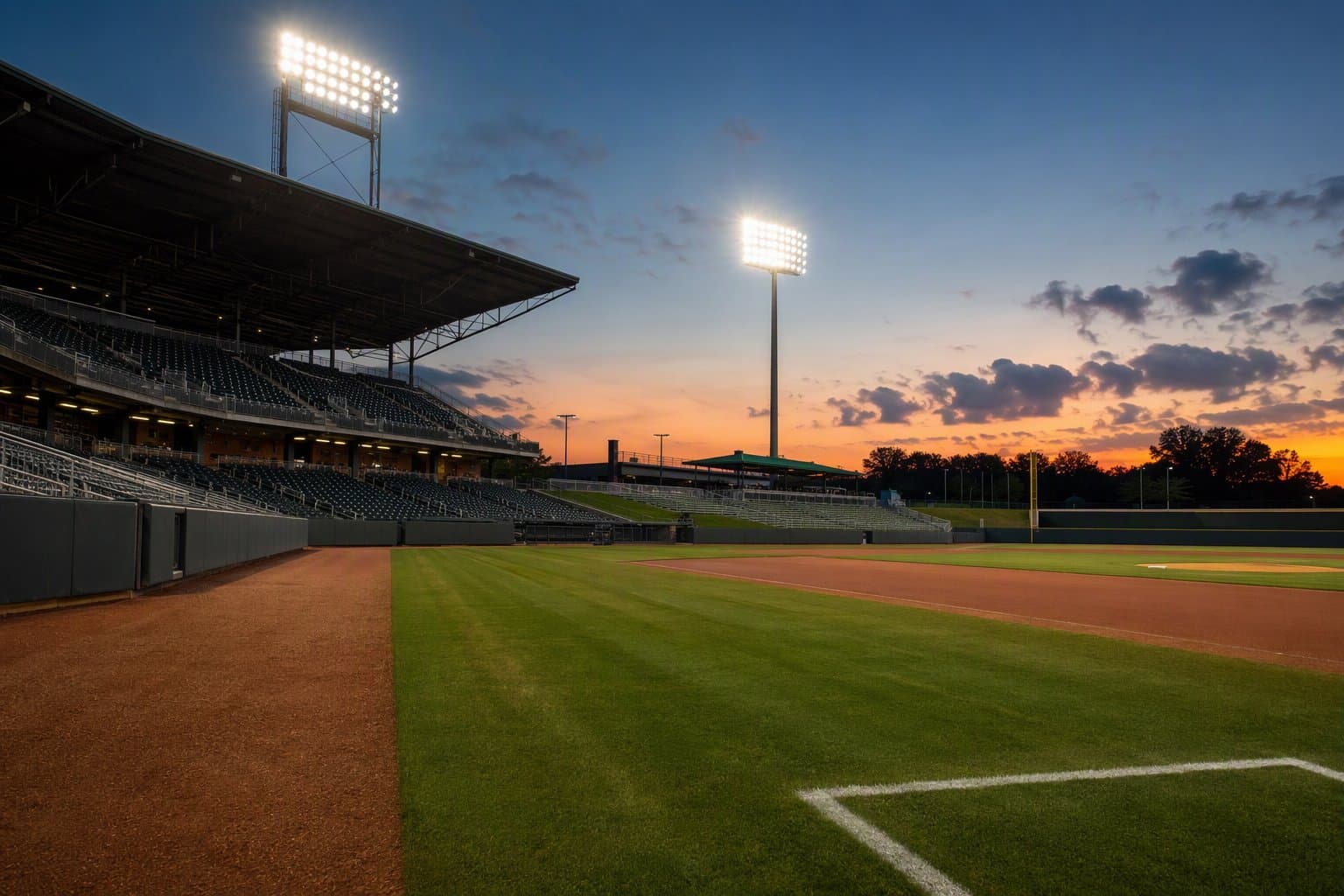 Baseball stadium night game - illustration, Jake Team LLC