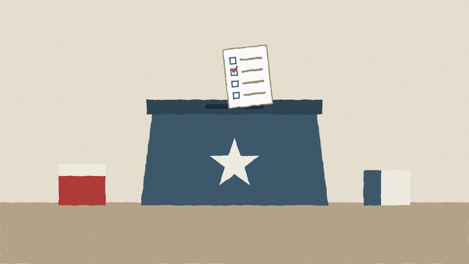Ballot box with lone star - illustration, Jake Team LLC