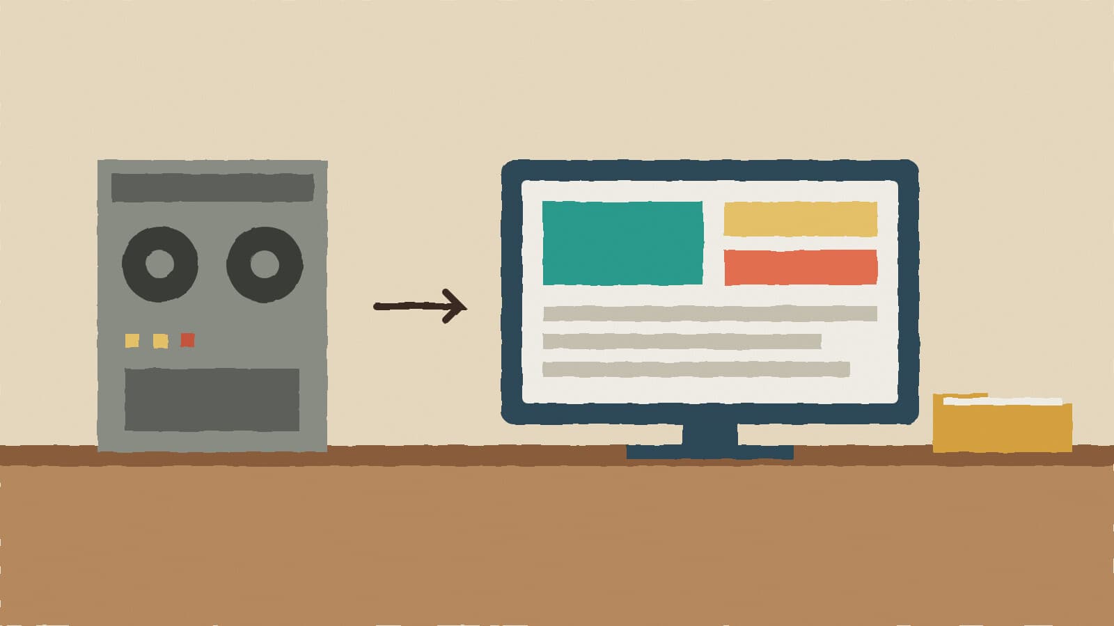 Old and new computer systems - illustration, Jake Team LLC