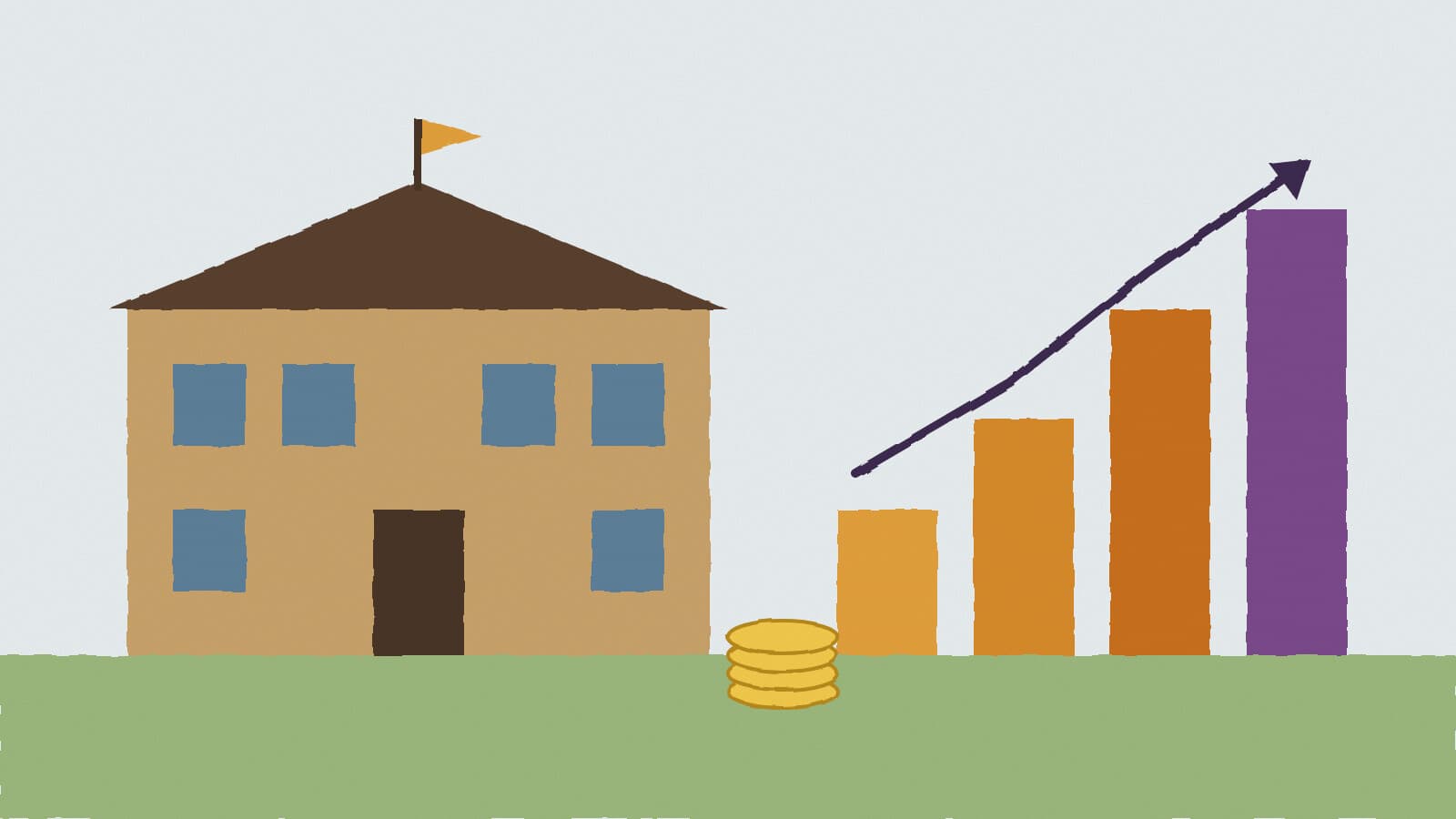School and rising bar chart - illustration, Jake Team LLC