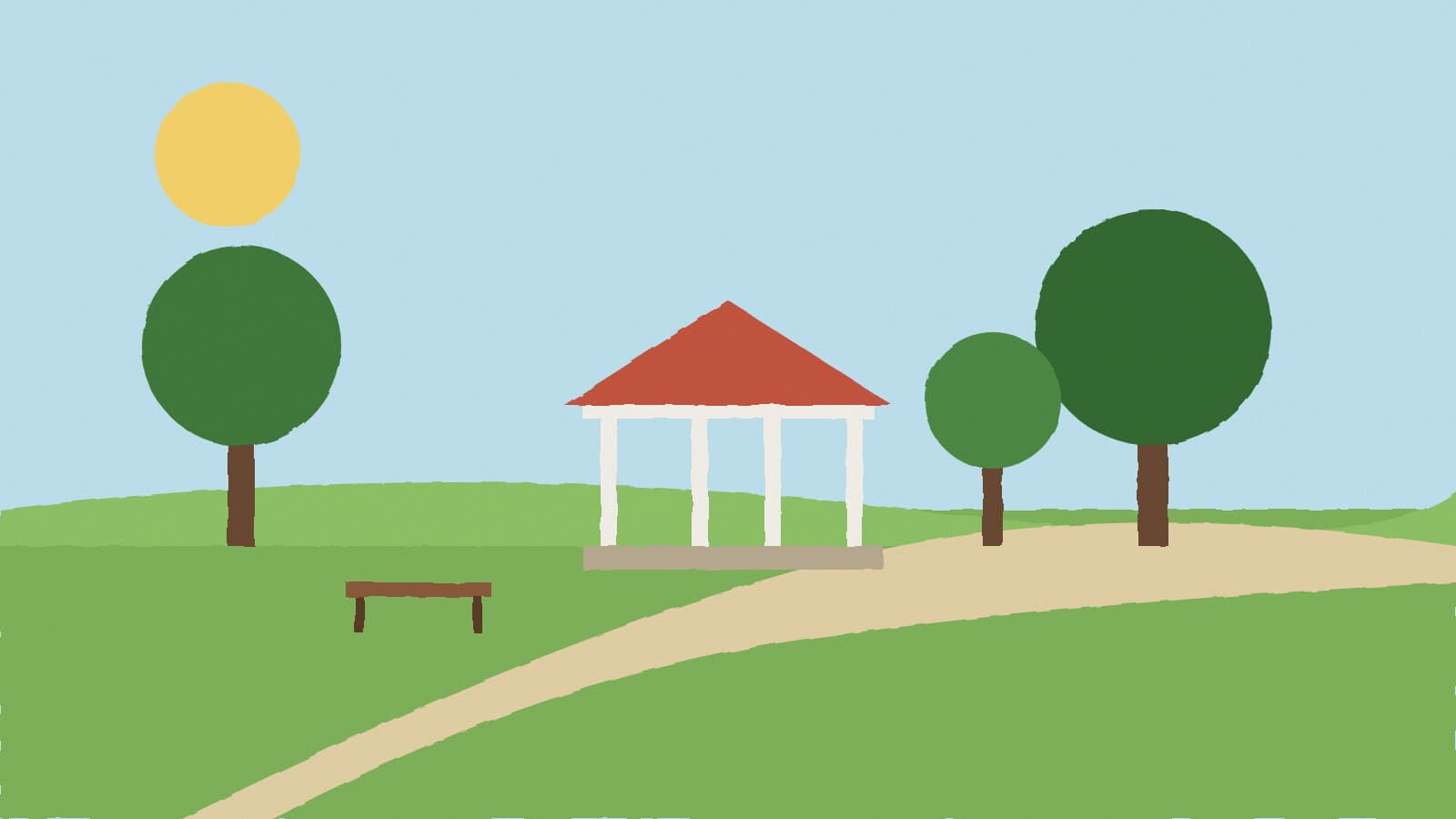Small-town park with gazebo - illustration, Jake Team LLC