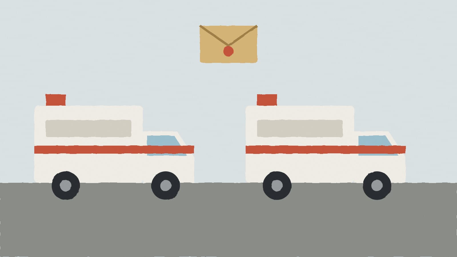 Two ambulances and bid envelope - illustration, Jake Team LLC