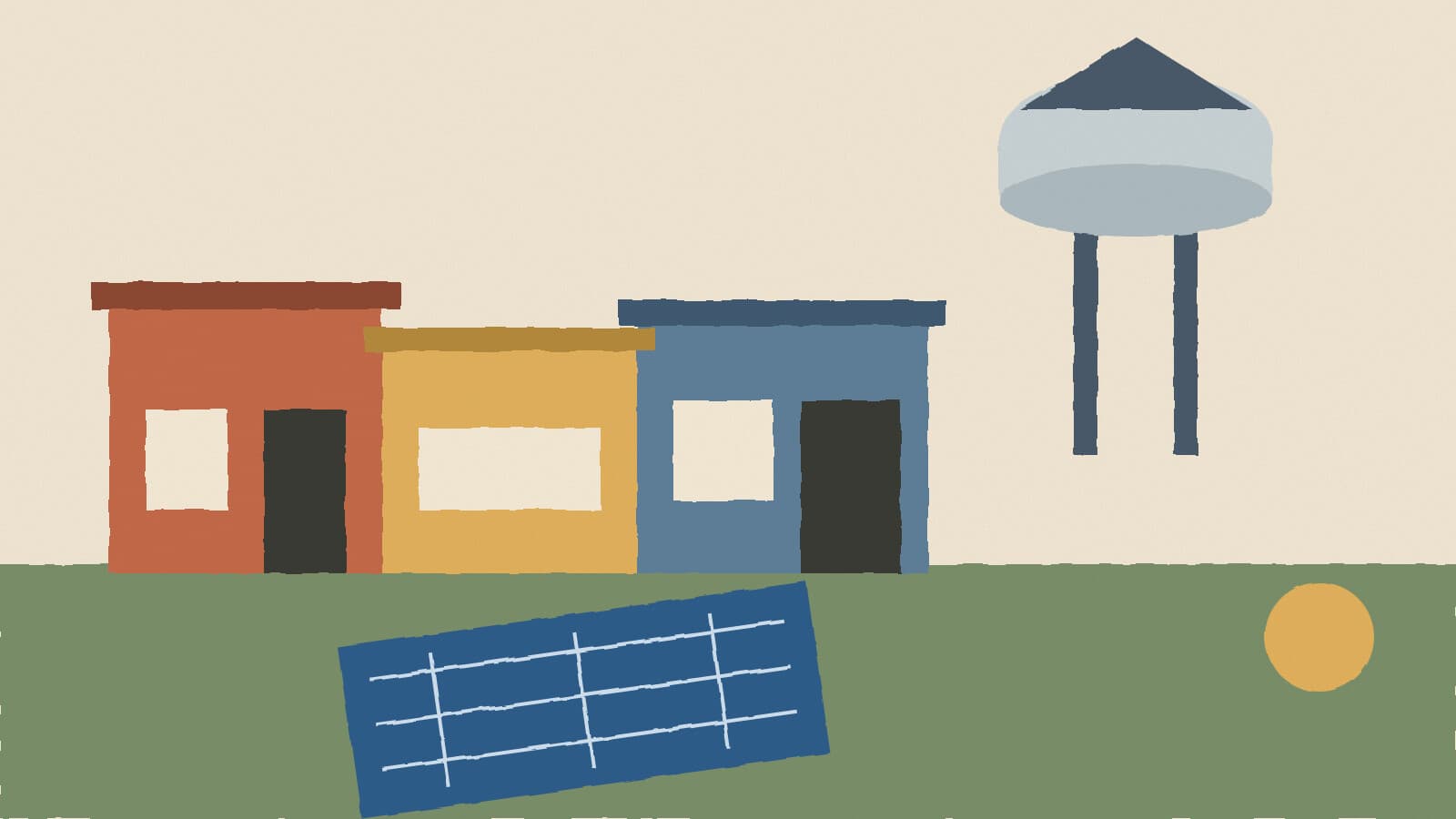 Small-town storefronts and plans - illustration, Jake Team LLC